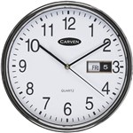 CARVEN WALL CLOCK WITH DATE 285MM SILVER FRAME
