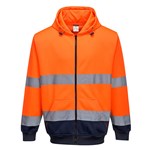 PORTWEST HIGH VISIBILITY ZIPPED HOODY TWOTONE XXL ORANGE NAVY