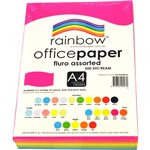 RAINBOW COLOURED A4 COPY PAPER 75GSM 500 SHEETS FLURO ASSORTED