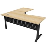 RAPID SPAN DELUXE CORNER WORKSTATION METAL MODESTY PANEL 1800 X 1800 X 730MM NATURAL OAKBLACK