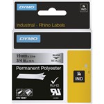 DYMO 18487 RHINO INDUSTRIAL TAPE PERMANENT POLYESTER 19MM BLACK ON METALLIC