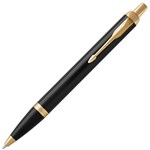 PARKER IM BALLPOINT PEN MEDIUM TIP BLUE INK GOLD TRIM BLACK