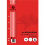 OLYMPIC R75 REINFORCED LOOSE LEAF REFILL 7MM FEINT RULED 55GSM A4 PACK 50