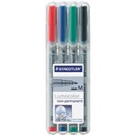 STAEDTLER 315 LUMOCOLOR NONPERMANENT MARKER BULLET MEDIUM 10MM ASSORTED WALLET 4