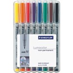 STAEDTLER 315 LUMOCOLOR NONPERMANENT MARKER BULLET MEDIUM 10MM ASSORTED WALLET 8