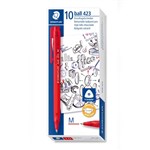 STAEDTLER 423 STICK ICE TRIANGULAR RETRACTABLE BALLPOINT PEN MEDIUM RED BOX 10