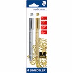 STAEDTLER 832 METALLIC MARKER BULLET 20MM GOLD AND SILVER PACK 2