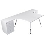 FLEET 2 PERSON BACK TO BACK CORNER WORKSTATION DRAWERS  FILE HANGER 3000 X 1500MM WHITE