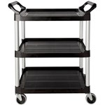 RUBBERMAID UTILTY CART TROLLEY 3 SHELF BLACK