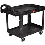 RUBBERMAID HEAVY DUTY UTILITY CART LIP SHELF BLACK
