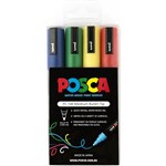 POSCA PC5M PAINT MARKER BULLET MEDIUM 25MM ASSORTED PACK 4