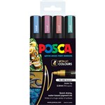 POSCA PC5M PAINT MARKER BULLET MEDIUM 25MMM ASSORTED METALLIC PACK 4