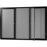 VISIONCHART BE NOTICED NOTICE CASE 3 HINGED DOOR 1830 X 1200MM BLACK FRAME GREY BACKING