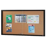 VISIONCHART BE NOTICED NOTICE CASE 2 SLIDING DOOR 1525 X 915MM BLACK FRAME CORK BACKING