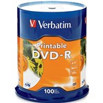 VERBATIM DVDR 47GB 16X PRINTABLE SPINDLE WHITE PACK 100