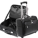WATERVILLE PILOT CASECOMPUTER BAG VINYL WITH TROLLEY WHEELS AND RETRACTABLE HANDLE BLACK
