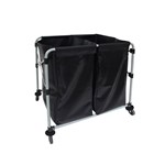 COMPASS COLLAPSIBLE LAUNDRY CART WITH VINYL BAGS 2 X 150L BLACK