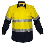 PRIME MOVER MA801 COTTON DRILL SHIRT LONG SLEEVE LIGHTWEIGHT WITH TAPE 2TONE